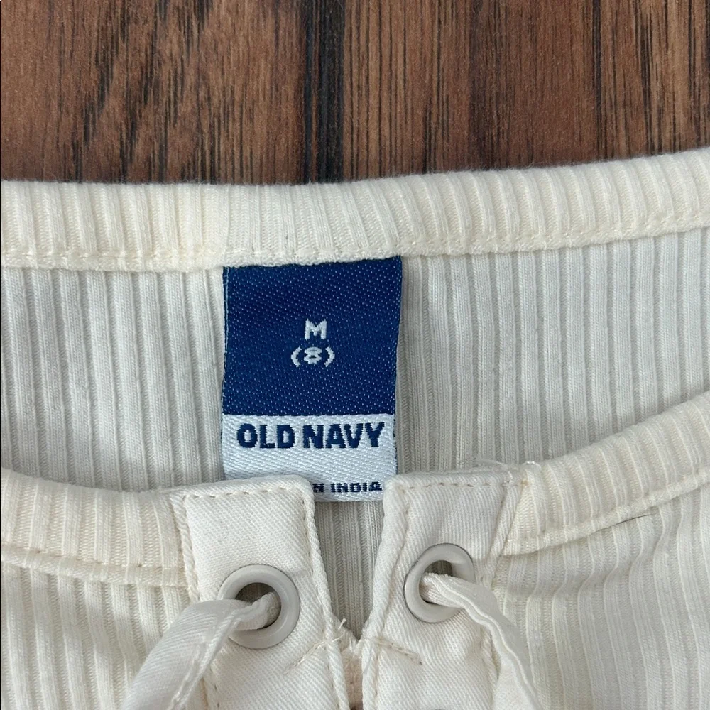 Old Navy Girls Cream Lace-Up Long Sleeve Top